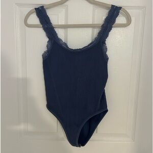 Blue lace body suit